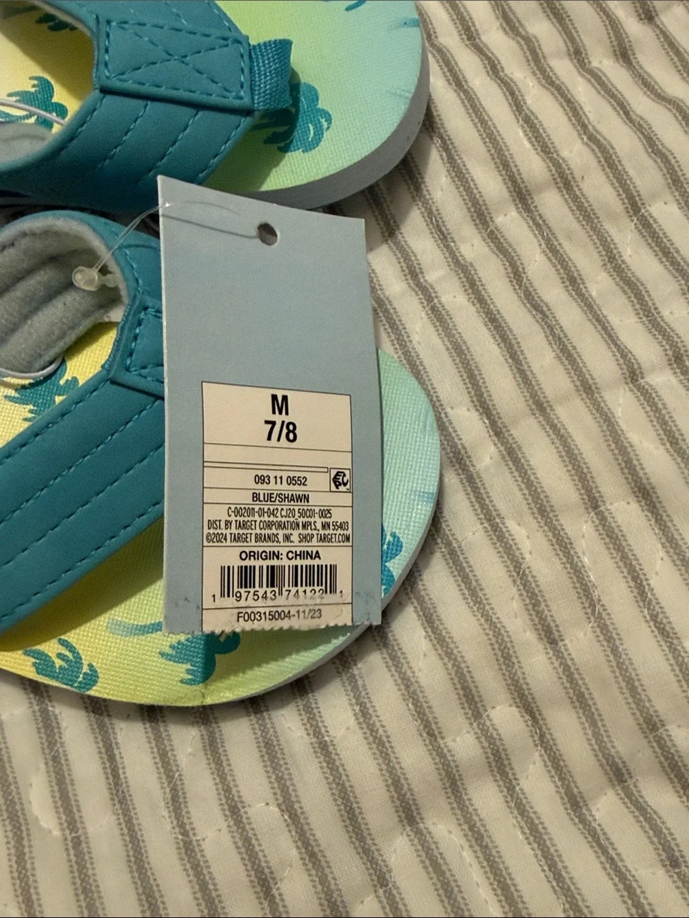 Cat & Jack Teal Strap Gradient Palm-Print Flip Flops